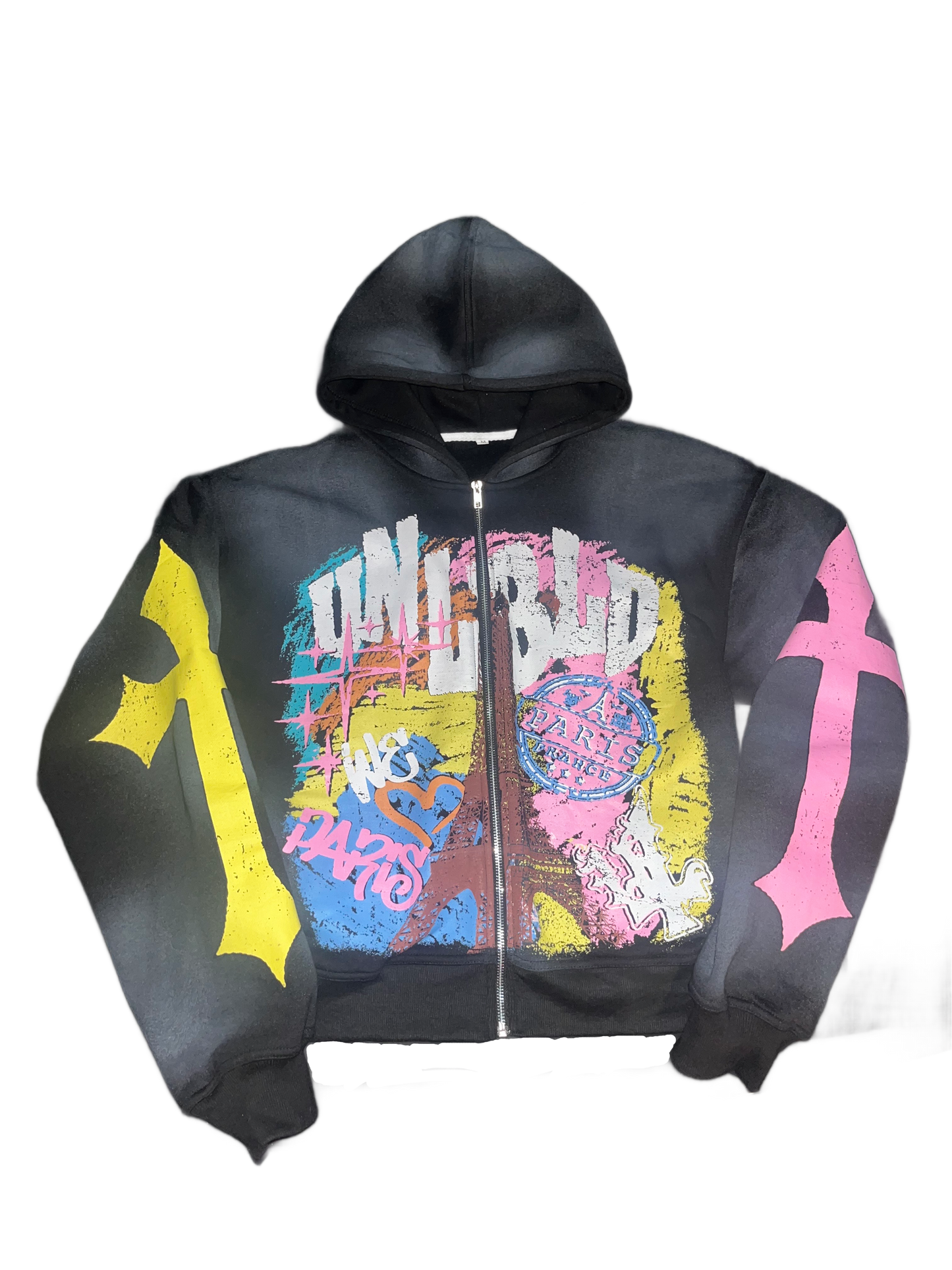 Black "We Love Paris" Zip Up Jacket